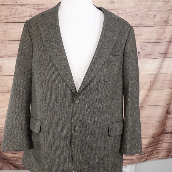 VINTAGE BROOKS BROTHERS USA MADE TWEED HERRINGBONE SPOT COAT MENS SZ 46R 46 REG - Picture 3 of 8
